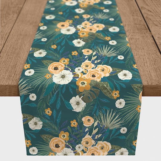 90" Tropical Floral Cotton Twill Runner